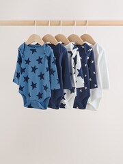 Navy Star Long Sleeve Bodysuits 5 Pack - Image 1 of 14