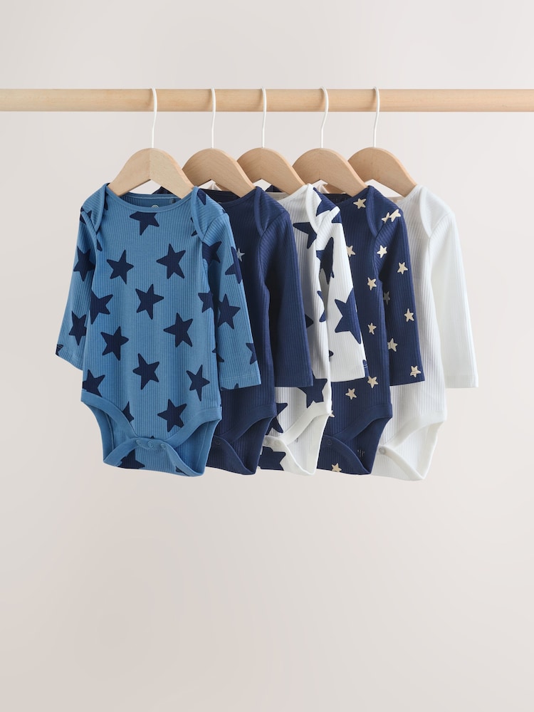 Navy Star Long Sleeve Bodysuits 5 Pack - Image 1 of 14 Navy Star Long Sleeve Bodysuits 5 Pack - Image 1 of 14