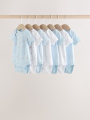 Blue 7 Pack Short Sleeve Baby Bear Bodysuit - Image 1 of 16