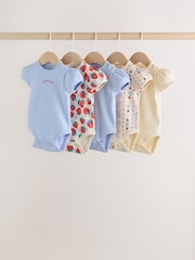 Blue Short Sleeve Baby Bodysuits 5 Pack - Image 1 of 13