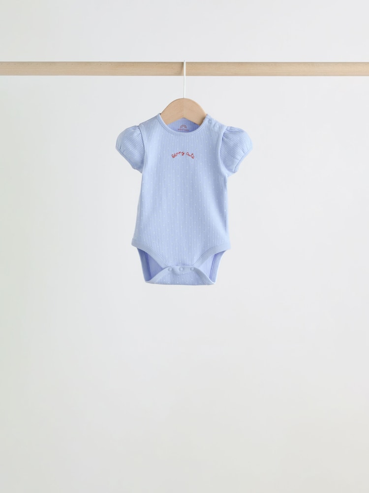 Blue Short Sleeve Baby Bodysuits 5 Pack - Image 2 of 13