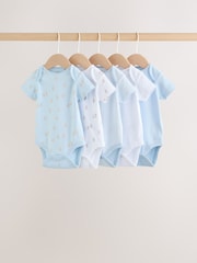 Blue 5 Pack Short Sleeve Baby Bear Bodysuit - Image 1 of 14