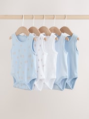 Blue 5 Pack Baby Bear Vest Bodysuits - Image 1 of 13