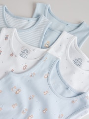 Blue 5 Pack Baby Bear Vest Bodysuits - Image 10 of 13