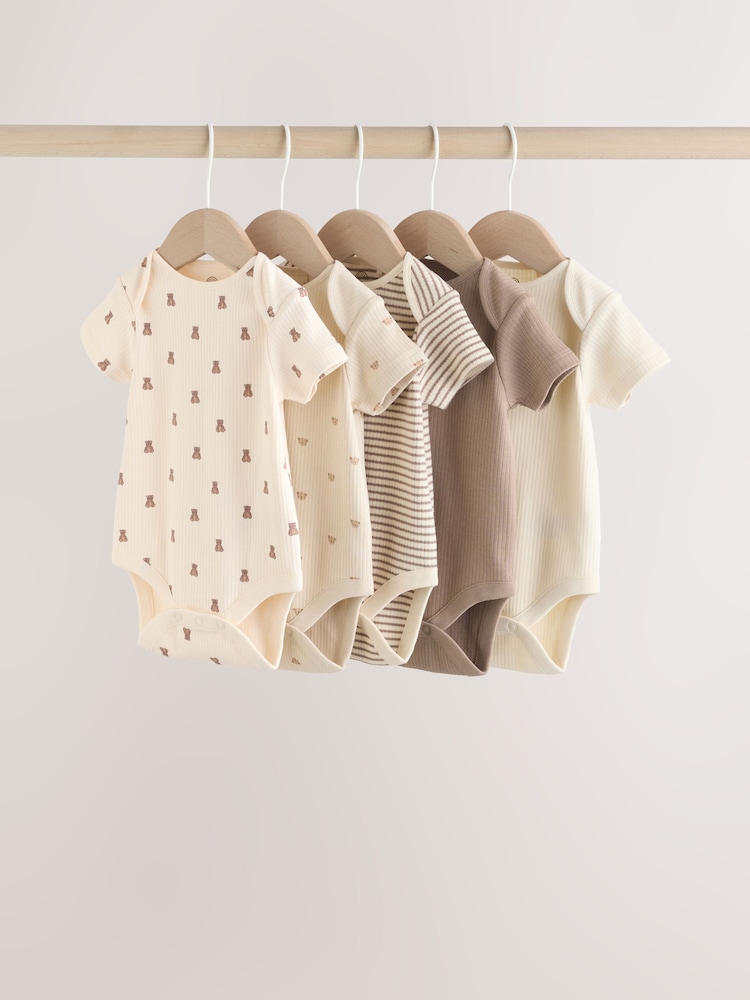 Urso pardo - Pacote 5 de macacões de manga curta para bebês - Imagem 1 de 14