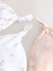 Rosa/blanco - Tie Top Baby Beanies 3 Pack (0-12mths) - Imagen 6 de 6
