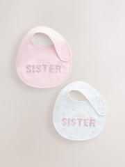 Pink/White Sister Family Baby Bibs 2 Pack - Image 1 of 5