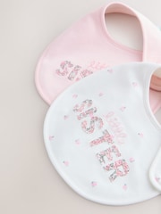 Pink/White Sister Family Baby Bibs 2 Pack - Image 4 of 5