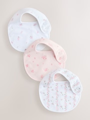 Pink/White Baby Bibs 3 Pack - Image 1 of 6