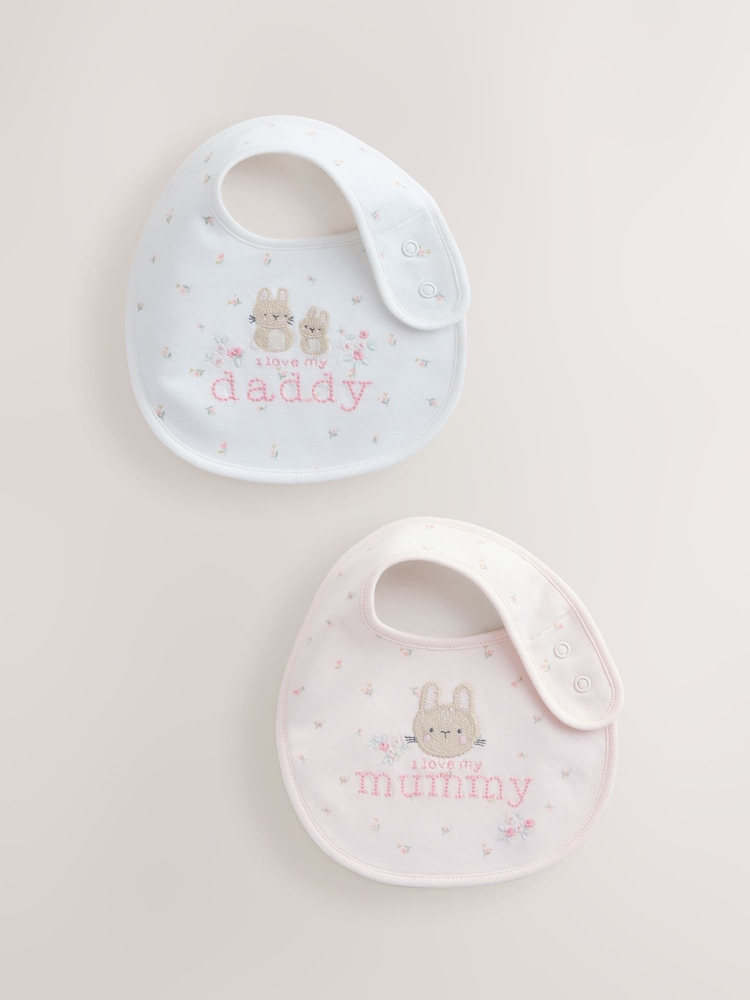 Pink Mummy/Daddy Family Baby Bibs 2 Pack - Image 1 of 5