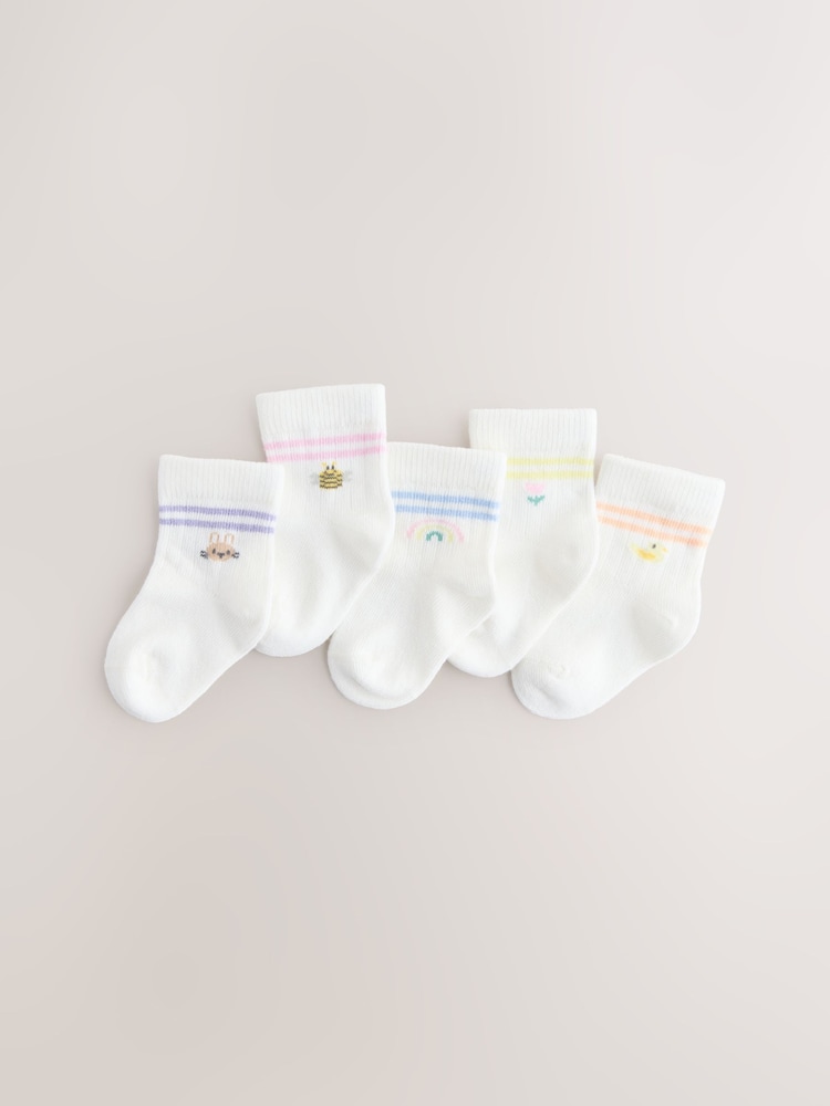 White Baby Socks 5 Pack (0mths-2yrs) - Image 1 of 3
