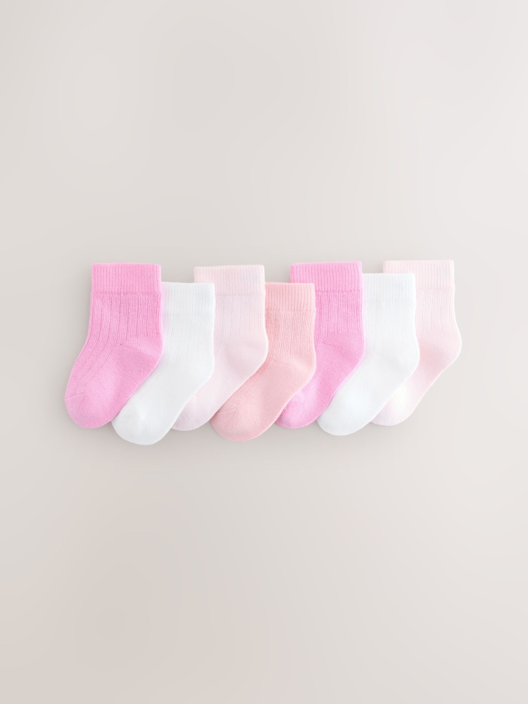 Pink Baby Socks 7 Pack (0mths-2yrs) - Image 1 of 3