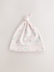 Pink Tie Top Baby Beanie 3 Pack (0-12mths) - Image 4 of 6
