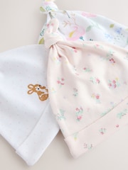 Pink Tie Top Baby Beanie 3 Pack (0-12mths) - Image 6 of 6