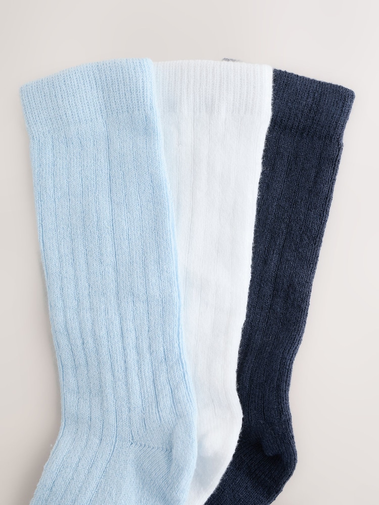 Blue/White Knee High Baby Socks 3 Pack (0mths-2yrs) - Image 2 of 3