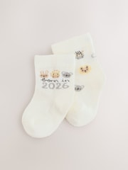 White Born In 2026 Baby Socks 1 Pack (0-12mths) - Image 1 of 3