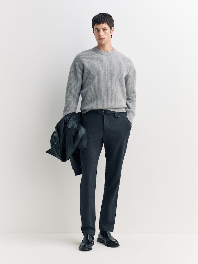 Oliver Spencer Grey Burley Ribbed Wool Jumper - Image 2 of 6 Oliver Spencer Grey Burley Ribbed Wool Jumper - Image 2 of 6