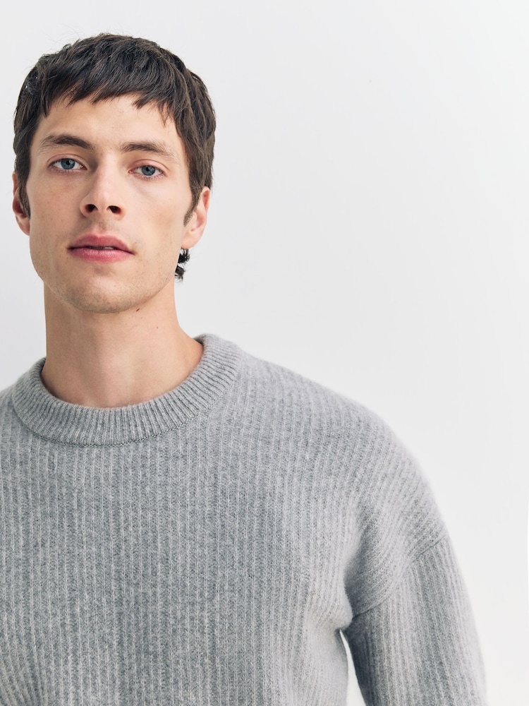 Oliver Spencer Grey Burley Ribbed Wool Jumper - Image 6 of 6 Oliver Spencer Grey Burley Ribbed Wool Jumper - Image 6 of 6