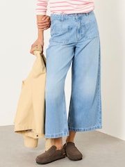 FatFace Hettie Light Blue Wide Leg Crop Jeans - Image 1 of 6