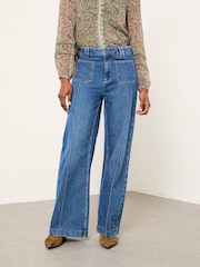 FatFace Blue Denim Patch Pocket Flare - Image 1 of 6