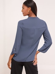 Lipsy Blue Zip Front Utility Pocket Blouse - Image 4 of 4