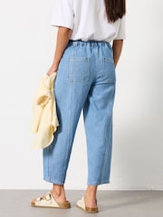 FatFace Light Blue Wide Leg Tapered Trousers - Image 2 of 7