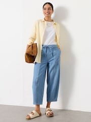FatFace Light Blue Wide Leg Tapered Trousers - Image 6 of 7