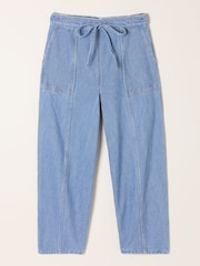 FatFace Light Blue Wide Leg Tapered Trousers - Image 7 of 7