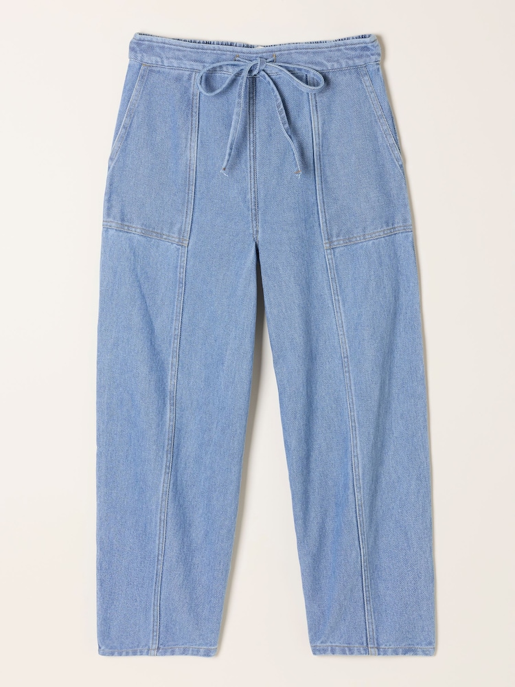 FatFace Light Blue Wide Leg Tapered Trousers - Image 7 of 7