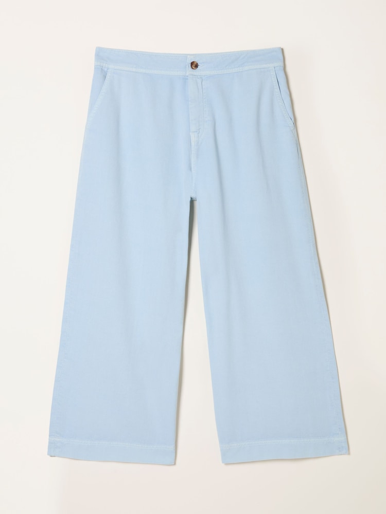 FatFace Light Blue Wide Leg Cropped Trousers - Image 1 of 1
