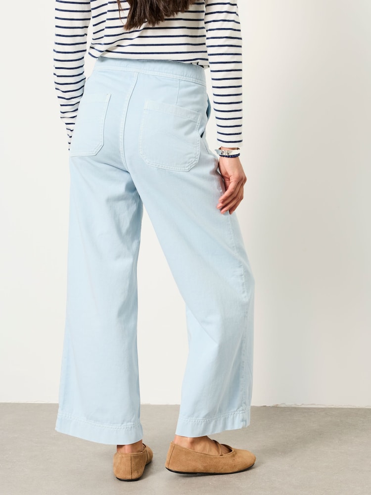 FatFace Light Blue Wide Leg Cropped Trousers - Image 2 of 6