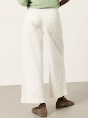 FatFace White Wide Leg Cropped Trousers - Image 2 of 6