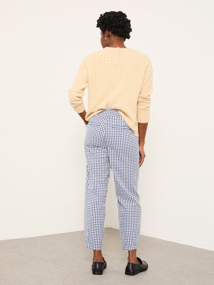 FatFace Blue Gingham Tapered Trouser - Image 2 of 6
