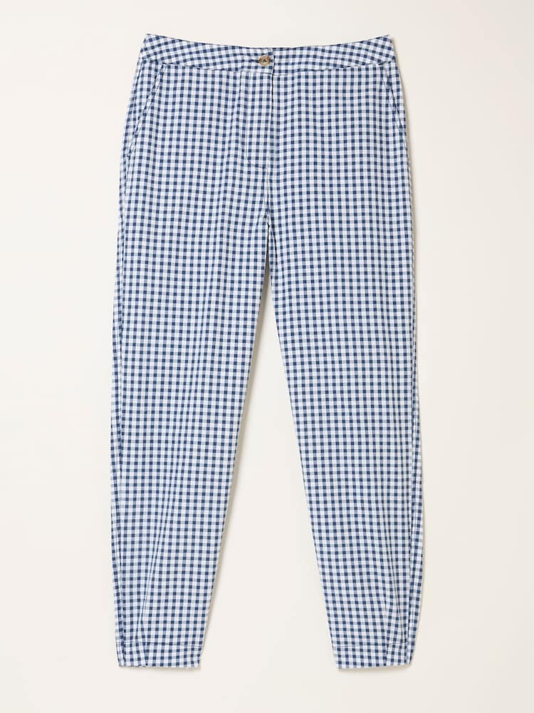 FatFace Blue Gingham Tapered Trouser - Image 6 of 6