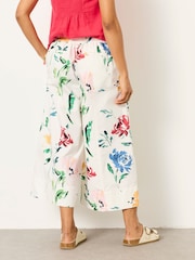 FatFace Aubrey Painted Floral Wide Leg Cropped Trousers - Image 2 of 7