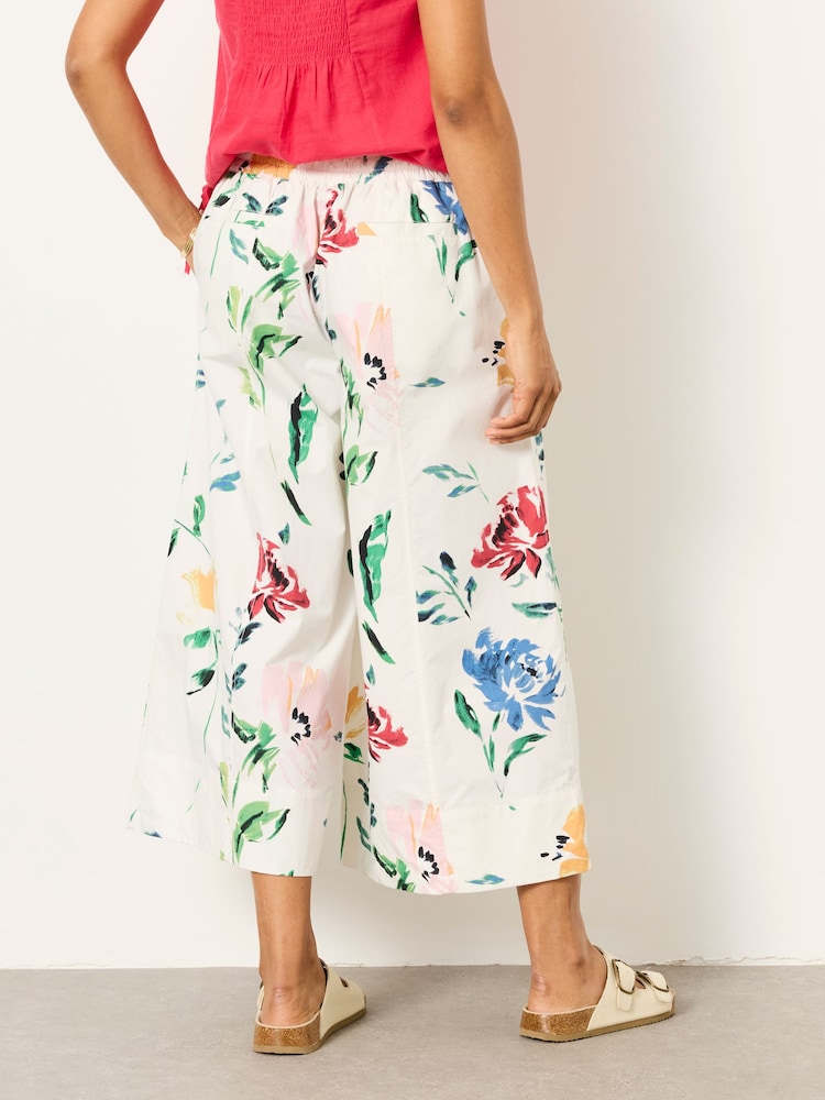 FatFace Aubrey Painted Floral Wide Leg Cropped Trousers - Image 2 of 7