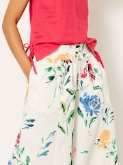 FatFace Aubrey Painted Floral Wide Leg Cropped Trousers - Image 4 of 7