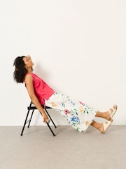 FatFace Aubrey Painted Floral Wide Leg Cropped Trousers - Image 5 of 7