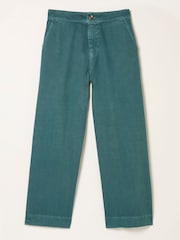 FatFace Teal Blue Wide Leg Cropped Trousers - Image 6 of 6
