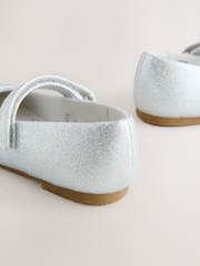 Silver Wide Fit (G) Mary Jane Touch Fastening Occasion Shoes - Image 4 of 5