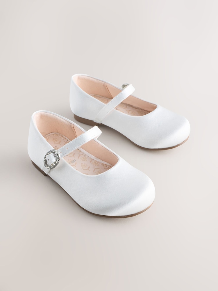 White Wide Fit (G) Flower Girl Occasion Mary Jane Shoes - Image 1 of 5 White Wide Fit (G) Flower Girl Occasion Mary Jane Shoes - Image 1 of 5