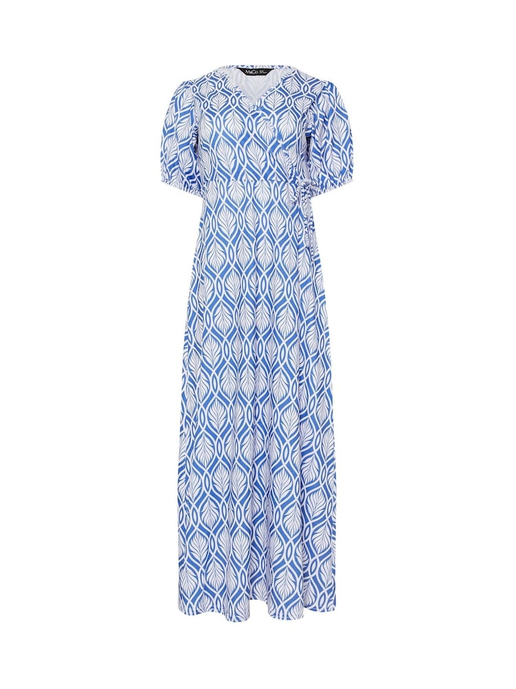 M&Co Blue Petite Ditsy Wrap Midi Dress - Image 1 of 1