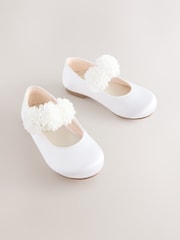 White Wide Fit (G) Satin Flower Girl Occasion Mary Jane Shoes - Image 1 of 5