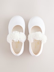 White Wide Fit (G) Satin Flower Girl Occasion Mary Jane Shoes - Image 2 of 5