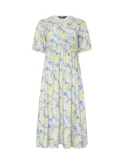 Gelb - M&Co Petite Ditsy Wrap Midi Dress - Bild 1 von 1