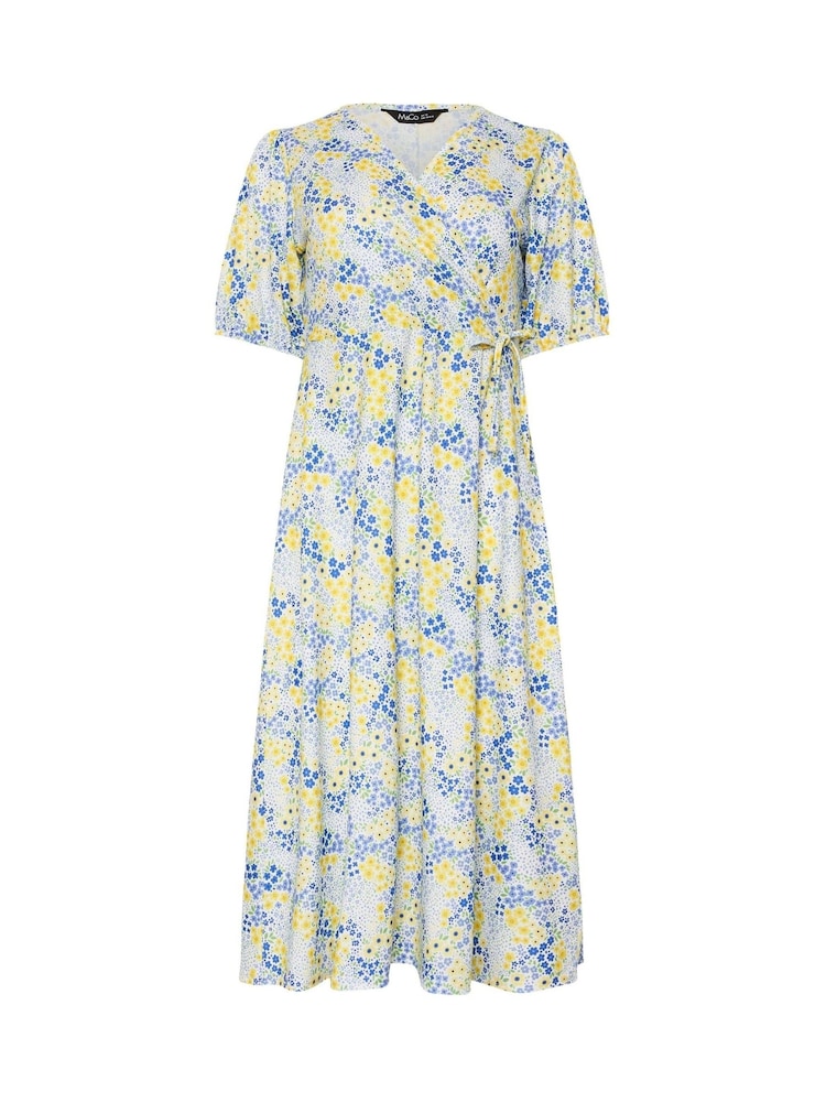 Gelb - M&Co Petite Ditsy Wrap Midi Dress - Bild 1 von 1