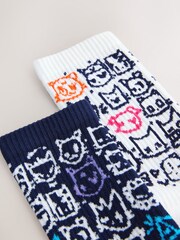 White/Purple Tot Cat Cushioned Sole Sports Socks 2 Pack - Image 4 of 5