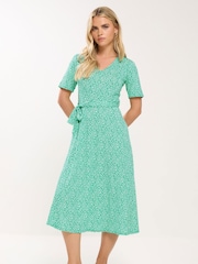 M&Co Petite Ditsy Tie Waist Midi Dress - Bild 1 von 5