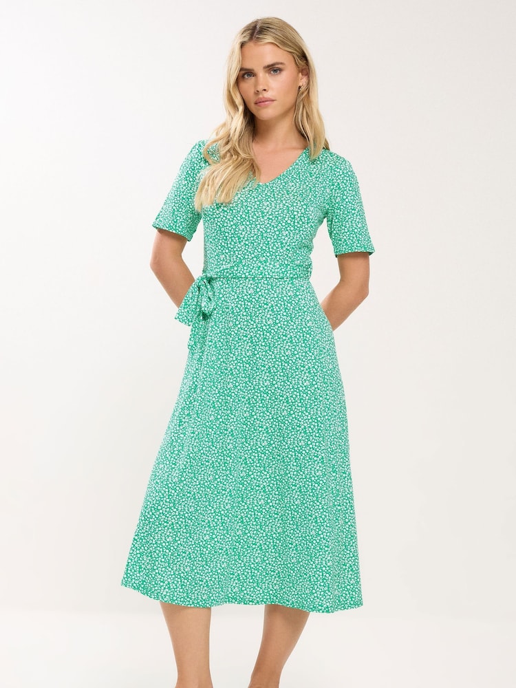 M&Co Petite Ditsy Tie Waist Midi Dress - Bild 1 von 5