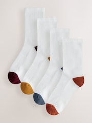 White Rich Heel Toe Sports Socks 4 Pack - Image 1 of 7